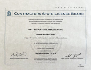 OK Construction and Remodeling License #1046947