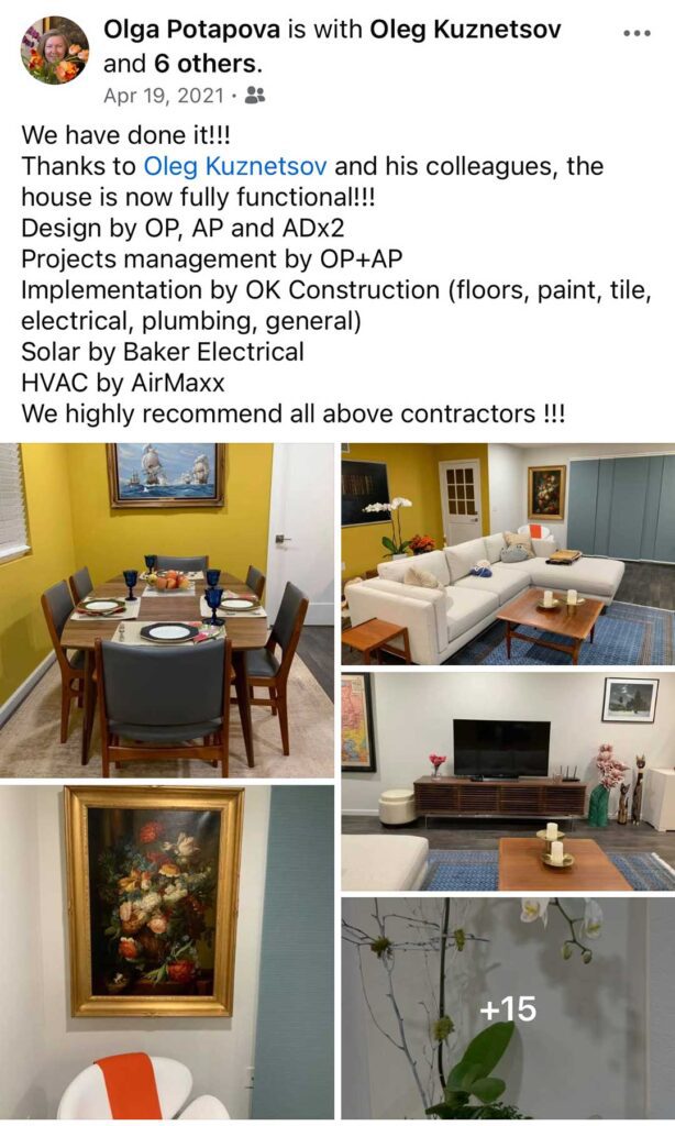 Facebook testimonial from a client